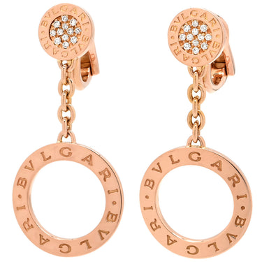 ブルガリ BVLGARI ブルガリブルガリ ピンクゴールド K18PG ダイヤモンド イヤリング K18 18K PG RG ダイヤモンド サークル スイング