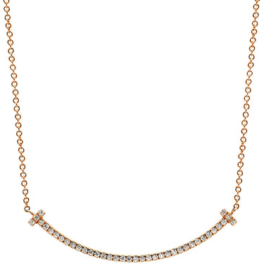 ティファニー Tiffany & Co T スマイル ペンダント スモール ダイヤモンド ピンクゴールド K18PG ダイヤモンド ネックレス T&Co. T smile K18PG Au750 18K 18金