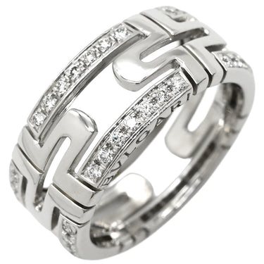 ブルガリ BVLGARI オープン パレンテシ ダイヤリング ホワイトゴールド K18WG ダイヤモンド #49 リング 指輪 750 18K 18金 オープンワーク 9号