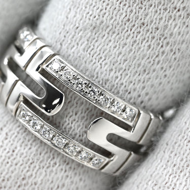 ブルガリ BVLGARI オープン パレンテシ ダイヤリング ホワイトゴールド K18WG ダイヤモンド #49 リング 指輪 750 18K 18金 オープンワーク 9号