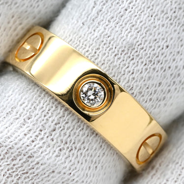 カルティエ Cartier ラブリング ハーフダイヤ B4032400 イエローゴールド K18YG ダイヤモンド #51(JP11) リング 指輪 LOVE Ring 750 18K 18金 3P 3石 3粒 ダイヤ 11号