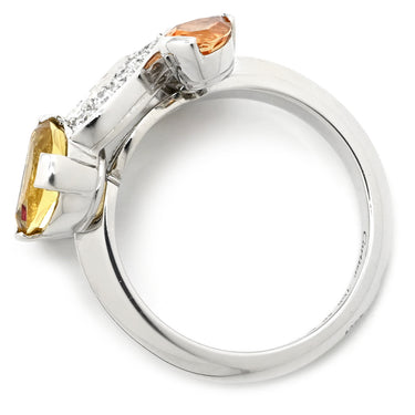 カルティエ Cartier ソルベ ダイヤ マルチカラ―×ホワイトゴールド K18WG ダイヤモンド オレンジガーネット ピンクトルマリン ルビー イエローベリル #48(JP8) リング 指輪 ルビー ガーネット トルマリン イエローベリル 7.5号