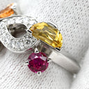 カルティエ Cartier ソルベ ダイヤ マルチカラ―×ホワイトゴールド K18WG ダイヤモンド オレンジガーネット ピンクトルマリン ルビー イエローベリル #48(JP8) リング 指輪 ルビー ガーネット トルマリン イエローベリル 7.5号