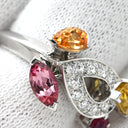 カルティエ Cartier ソルベ ダイヤ マルチカラ―×ホワイトゴールド K18WG ダイヤモンド オレンジガーネット ピンクトルマリン ルビー イエローベリル #48(JP8) リング 指輪 ルビー ガーネット トルマリン イエローベリル 7.5号