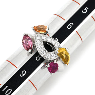 カルティエ Cartier ソルベ ダイヤ マルチカラ―×ホワイトゴールド K18WG ダイヤモンド オレンジガーネット ピンクトルマリン ルビー イエローベリル #48(JP8) リング 指輪 ルビー ガーネット トルマリン イエローベリル 7.5号