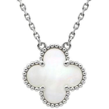 ヴァンクリーフアーペル Van Cleef & Arpels ヴィンテージ アルハンブラ VCARF48700 パールホワイト×ホワイトゴールド K18WG マザーオブパール ネックレス シェル 18K 750 WG