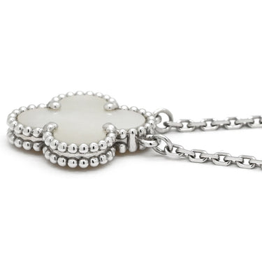 ヴァンクリーフアーペル Van Cleef & Arpels ヴィンテージ アルハンブラ VCARF48700 パールホワイト×ホワイトゴールド K18WG マザーオブパール ネックレス シェル 18K 750 WG