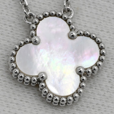 ヴァンクリーフアーペル Van Cleef & Arpels ヴィンテージ アルハンブラ VCARF48700 パールホワイト×ホワイトゴールド K18WG マザーオブパール ネックレス シェル 18K 750 WG