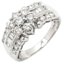 ノンブランド NON BRAND ダイヤモンド 1.00ct プラチナシルバー Pt900 ダイヤモンド リング 指輪 Pt プラチナ フラワーモチーフ 花 ラウンドブリリアント バゲット 9号