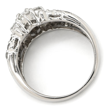 ノンブランド NON BRAND ダイヤモンド 1.00ct プラチナシルバー Pt900 ダイヤモンド リング 指輪 Pt プラチナ フラワーモチーフ 花 ラウンドブリリアント バゲット 9号