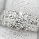 ノンブランド NON BRAND ダイヤモンド 1.00ct プラチナシルバー Pt900 ダイヤモンド リング 指輪 Pt プラチナ フラワーモチーフ 花 ラウンドブリリアント バゲット 9号