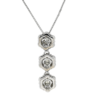 ノンブランド NON BRAND ダイヤペンダント 2.0ct ホワイトゴールド K18WG ダイヤモンド ネックレス 3連 ドロップ 18K 750 WG 21石 ラウンドブリリアント