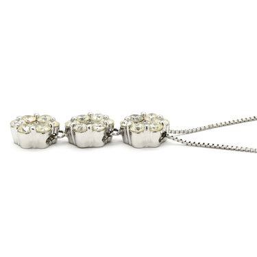 ノンブランド NON BRAND ダイヤペンダント 2.0ct ホワイトゴールド K18WG ダイヤモンド ネックレス 3連 ドロップ 18K 750 WG 21石 ラウンドブリリアント