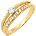 ノンブランド NON BRAND ダイヤモンド 0.30ct デザインリング イエローゴールド K18YG ダイヤモンド リング 指輪 18K 750 YG ラウンドブリリアント メレダイヤ 16.5号