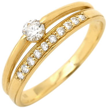 ノンブランド NON BRAND ダイヤモンド 0.30ct デザインリング イエローゴールド K18YG ダイヤモンド リング 指輪 18K 750 YG ラウンドブリリアント メレダイヤ 16.5号