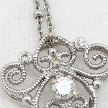 ノンブランド NON BRAND ダイヤモンド 0.78ct ホワイトゴールド×プラチナシルバー K18WG ダイヤモンド Pt900（モチーフ） Pt850(チェーン) ネックレス K18WG Pt900 Pt850 コンビ シャンデリアペンダント バゲットカット