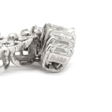 ノンブランド NON BRAND ダイヤモンド 0.78ct ホワイトゴールド×プラチナシルバー K18WG ダイヤモンド Pt900（モチーフ） Pt850(チェーン) ネックレス K18WG Pt900 Pt850 コンビ シャンデリアペンダント バゲットカット