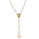 Chang Mee ローズクオーツ パール ペンダント ピンク×パールホワイト×イエローゴールド Pt850 パール ネックレス 18K 750 YG 淡水パール