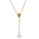Chang Mee ローズクオーツ パール ペンダント ピンク×パールホワイト×イエローゴールド Pt850 パール ネックレス 18K 750 YG 淡水パール