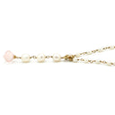 Chang Mee ローズクオーツ パール ペンダント ピンク×パールホワイト×イエローゴールド Pt850 パール ネックレス 18K 750 YG 淡水パール