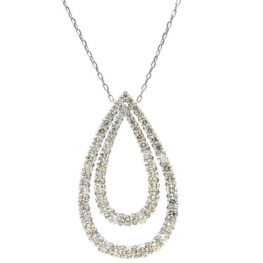 ノンブランド NON BRAND ダイヤ 2.00ct プラチナシルバー Pt900 ダイヤモンド Pt850（チェーン） ネックレス Pt900×Pt850 2連 ダブルフレーム ツインティアドロップ