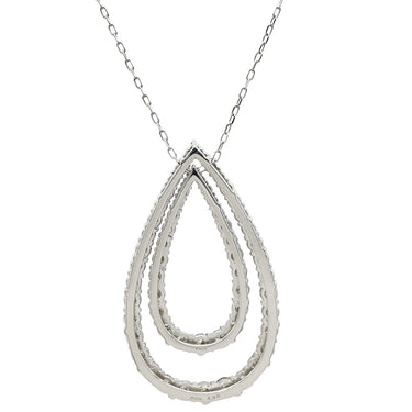ノンブランド NON BRAND ダイヤ 2.00ct プラチナシルバー Pt900 ダイヤモンド Pt850（チェーン） ネックレス Pt900×Pt850 2連 ダブルフレーム ツインティアドロップ