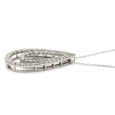 ノンブランド NON BRAND ダイヤ 2.00ct プラチナシルバー Pt900 ダイヤモンド Pt850（チェーン） ネックレス Pt900×Pt850 2連 ダブルフレーム ツインティアドロップ