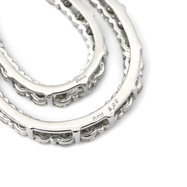 ノンブランド NON BRAND ダイヤ 2.00ct プラチナシルバー Pt900 ダイヤモンド Pt850（チェーン） ネックレス Pt900×Pt850 2連 ダブルフレーム ツインティアドロップ