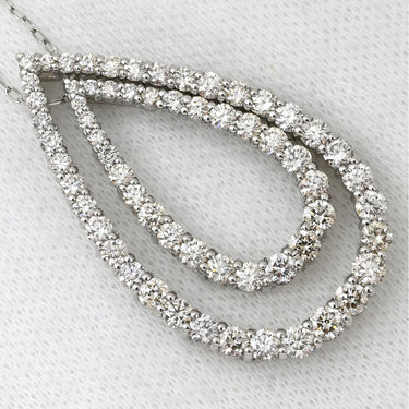 ノンブランド NON BRAND ダイヤ 2.00ct プラチナシルバー Pt900 ダイヤモンド Pt850（チェーン） ネックレス Pt900×Pt850 2連 ダブルフレーム ツインティアドロップ
