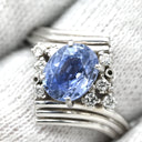 ノンブランド NON BRAND サファイア1.46ct ダイヤリング0.11ct ブルー×プラチナシルバー Pt900 サファイア リング 指輪 Pt900 ブルー オーバル アシンメトリー デザイン 12号