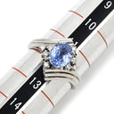 ノンブランド NON BRAND サファイア1.46ct ダイヤリング0.11ct ブルー×プラチナシルバー Pt900 サファイア リング 指輪 Pt900 ブルー オーバル アシンメトリー デザイン 12号