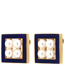 ミキモト MIKIMOTO あこやパール スクエア デザイン ブルー×イエローゴールド K18YG パール イヤリング MIKIMOTO 18K 750 YG 4P 真珠 ネジ式