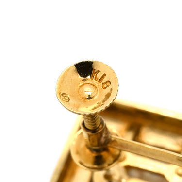 ミキモト MIKIMOTO あこやパール スクエア デザイン ブルー×イエローゴールド K18YG パール イヤリング MIKIMOTO 18K 750 YG 4P 真珠 ネジ式