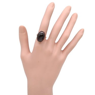 ノンブランド NON BRAND ガーネット ブラウン×イエローゴールド K18YG リング 指輪 茶 大粒 18K 750 YG オーバルカボションカット 12号