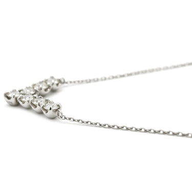 ノンブランド NON BRAND ダイヤモンド プラチナシルバー Pt900 ダイヤモンド Pt850(チェーン) ネックレス Pt900 プラチナ 7P 7石 7粒 V字デザイン 両吊りタイプ