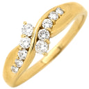 ノンブランド NON BRAND ダイヤモンド 0.50ct デザインリング イエローゴールド K18YG ダイヤモンド リング 指輪 18K 750 YG ウエーブ クロス ツイスト 10P 10石 23.5号