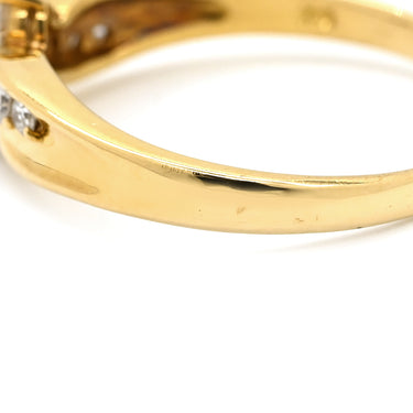 ノンブランド NON BRAND ダイヤモンド 0.50ct デザインリング イエローゴールド K18YG ダイヤモンド リング 指輪 18K 750 YG ウエーブ クロス ツイスト 10P 10石 23.5号