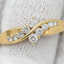ノンブランド NON BRAND ダイヤモンド 0.50ct デザインリング イエローゴールド K18YG ダイヤモンド リング 指輪 18K 750 YG ウエーブ クロス ツイスト 10P 10石 23.5号