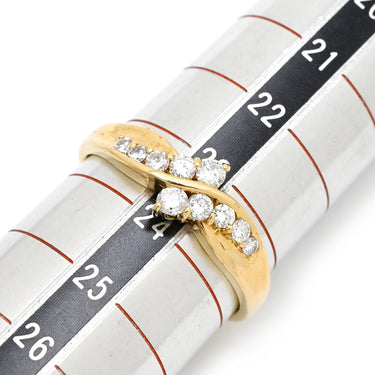 ノンブランド NON BRAND ダイヤモンド 0.50ct デザインリング イエローゴールド K18YG ダイヤモンド リング 指輪 18K 750 YG ウエーブ クロス ツイスト 10P 10石 23.5号