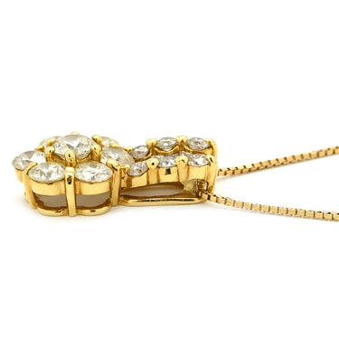 ノンブランド NON BRAND ダイヤモンド フラワーモチーフ イエローゴールド K18YG ダイヤモンド ネックレス 18K 750 YG 花