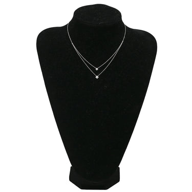 ノンブランド NON BRAND レイヤード ダイヤモンド ホワイトゴールド K18WG ダイヤモンド ネックレス Au750 18K 18金 2連 2重 フラワー 花モチーフ