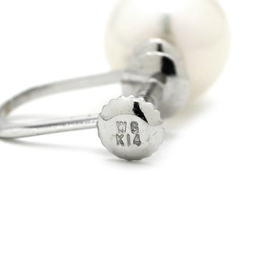 ノンブランド NON BRAND あこやパール 7.3mm 7.4mm イヤリング パールホワイト×ホワイトゴールド K14WG パール イヤリング 14K WG 1粒 1P 真珠 ネジ式 ラウンドシェイプ