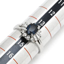 ノンブランド NON BRAND サファイア 1.05 ct ダイヤ 0.38ct ブルー×プラチナシルバー Pt900 サファイア ダイヤモンド リング 指輪 青 プラチナ Pt900 オーバルカット ヘイローデザイン 14号