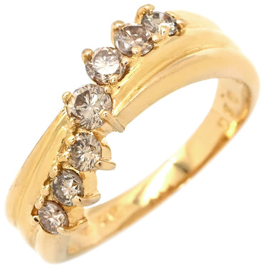 ノンブランド NON BRAND ダイヤ 0.50ct イエローゴールド K18YG ダイヤモンド リング 指輪 K18YG Au750 18K 7粒 7石 7P ウェーブライン カーブ 10.5号