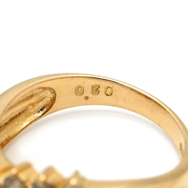 ノンブランド NON BRAND ダイヤ 0.50ct イエローゴールド K18YG ダイヤモンド リング 指輪 K18YG Au750 18K 7粒 7石 7P ウェーブライン カーブ 10.5号