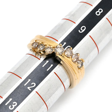 ノンブランド NON BRAND ダイヤ 0.50ct イエローゴールド K18YG ダイヤモンド リング 指輪 K18YG Au750 18K 7粒 7石 7P ウェーブライン カーブ 10.5号
