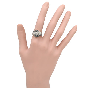 ノンブランド NON BRAND パヴェ ブラックダイヤモンド ブラック×ホワイトゴールド K18WG ダイヤモンド リング 指輪 Au750 18K ウェーブ 波型 幅広 ボリューム ワイド バイカラー 12号
