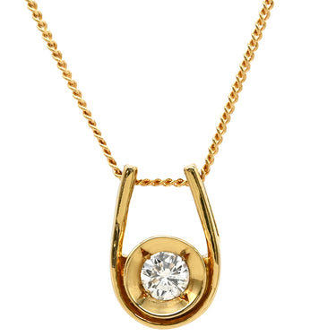 ノンブランド NON BRAND ソリティア ダイヤモンド 0.12ct イエローゴールド K18YG ダイヤモンド K18YG(チェーン/造幣局検定マーク) ネックレス Au750 18K 18金 1P 1石 1粒 U字デザイン
