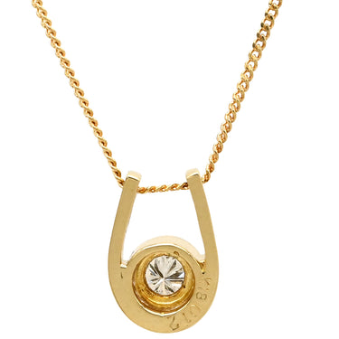 ノンブランド NON BRAND ソリティア ダイヤモンド 0.12ct イエローゴールド K18YG ダイヤモンド K18YG(チェーン/造幣局検定マーク) ネックレス Au750 18K 18金 1P 1石 1粒 U字デザイン