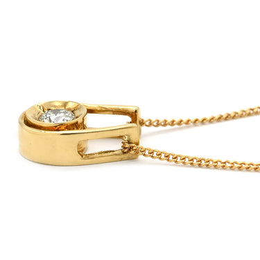 ノンブランド NON BRAND ソリティア ダイヤモンド 0.12ct イエローゴールド K18YG ダイヤモンド K18YG(チェーン/造幣局検定マーク) ネックレス Au750 18K 18金 1P 1石 1粒 U字デザイン